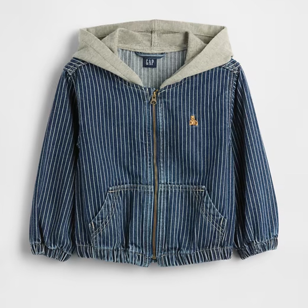 GAP Kids Denim Striped Jacket with Hood